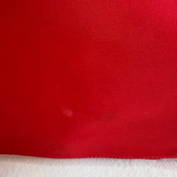 Red Nylon Shoulder Bag Tan Faux Leather Handles Classic Everyday Purse - Picture 5 of 10